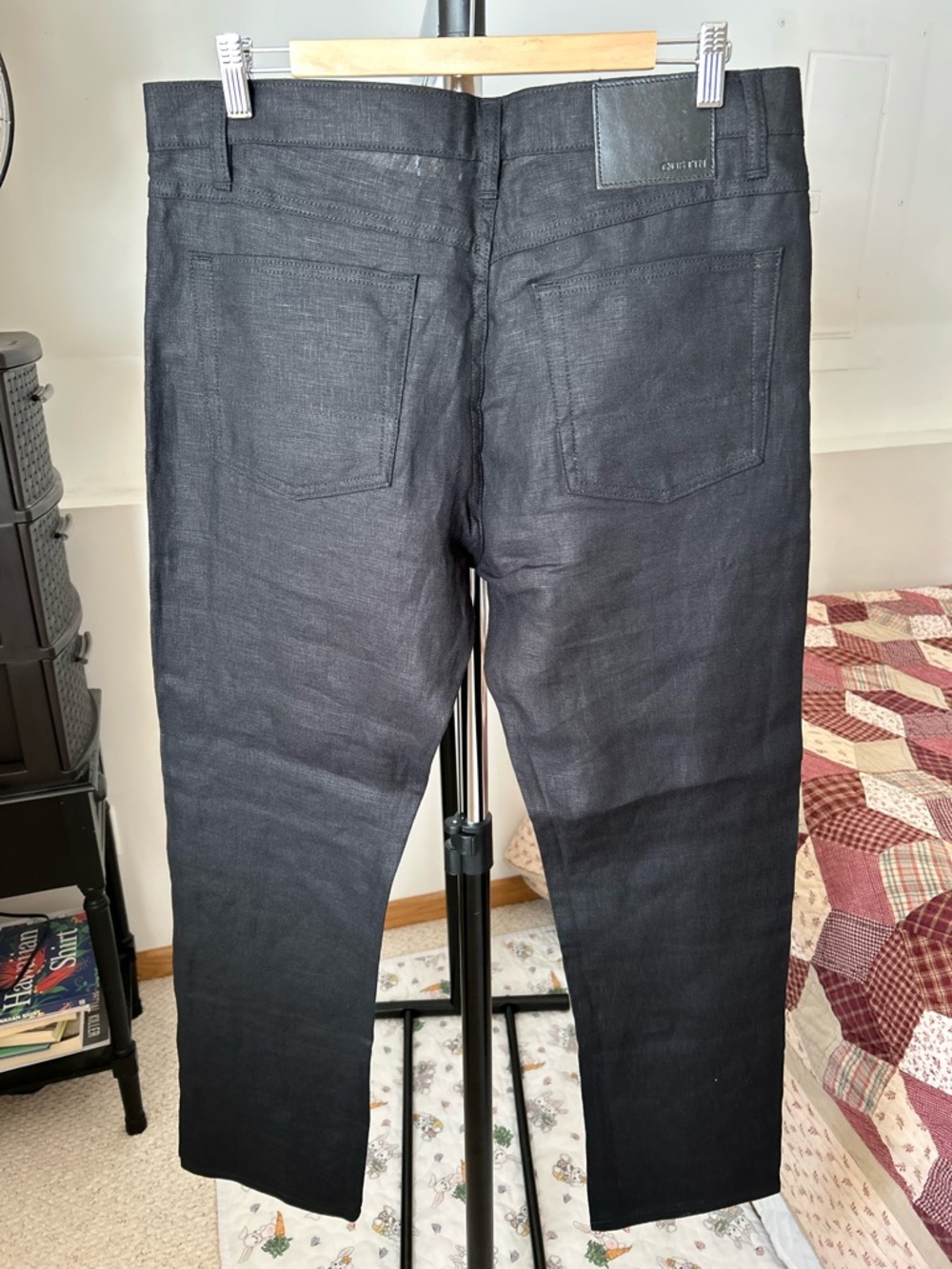 Gustin Straight Linen Pants Black 36 - Picture 2 of 8